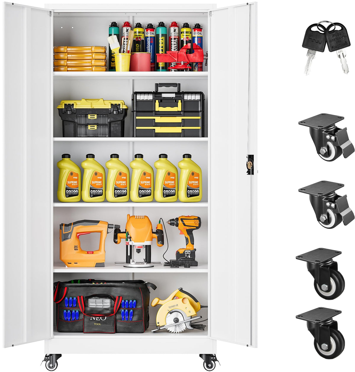 SISESOL Small Metal Storage Cabinet with Doors and Shelves,36 inch Black Locking Garage Cabinet,Lockable Short Steel Cabinets for Home,Office,Shop,Garage