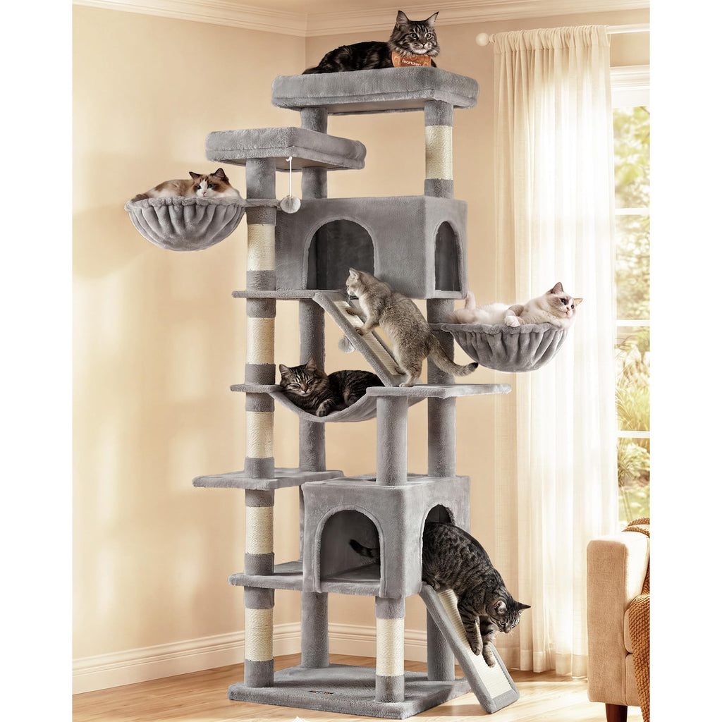 Feandrea Large Cat Tree, 81.1" Tall Sturdy Cat Tower for Indoor, Dark Gray
