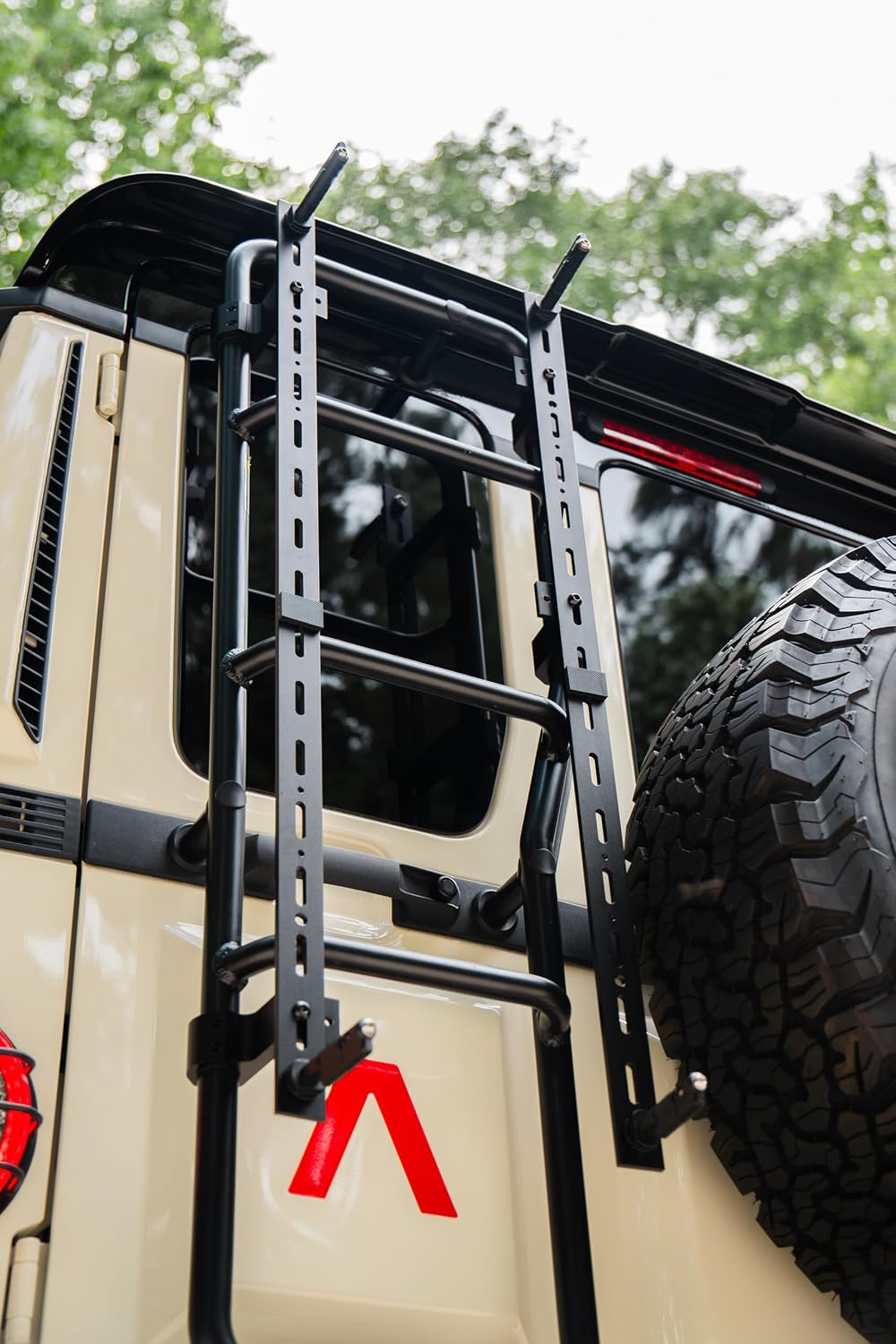 Ladder-Mounted Recovery Board Carrier for INEOS Grenadier (2022+) - Fits MaxTrax MKII and Lite, Tool-Free Quick-Release Pins, Anodized Aluminum