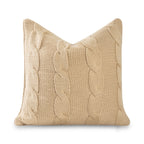Hofdeco Premium Merino Wool Cable Knit Throw Pillow Cover, 22x22, Camel