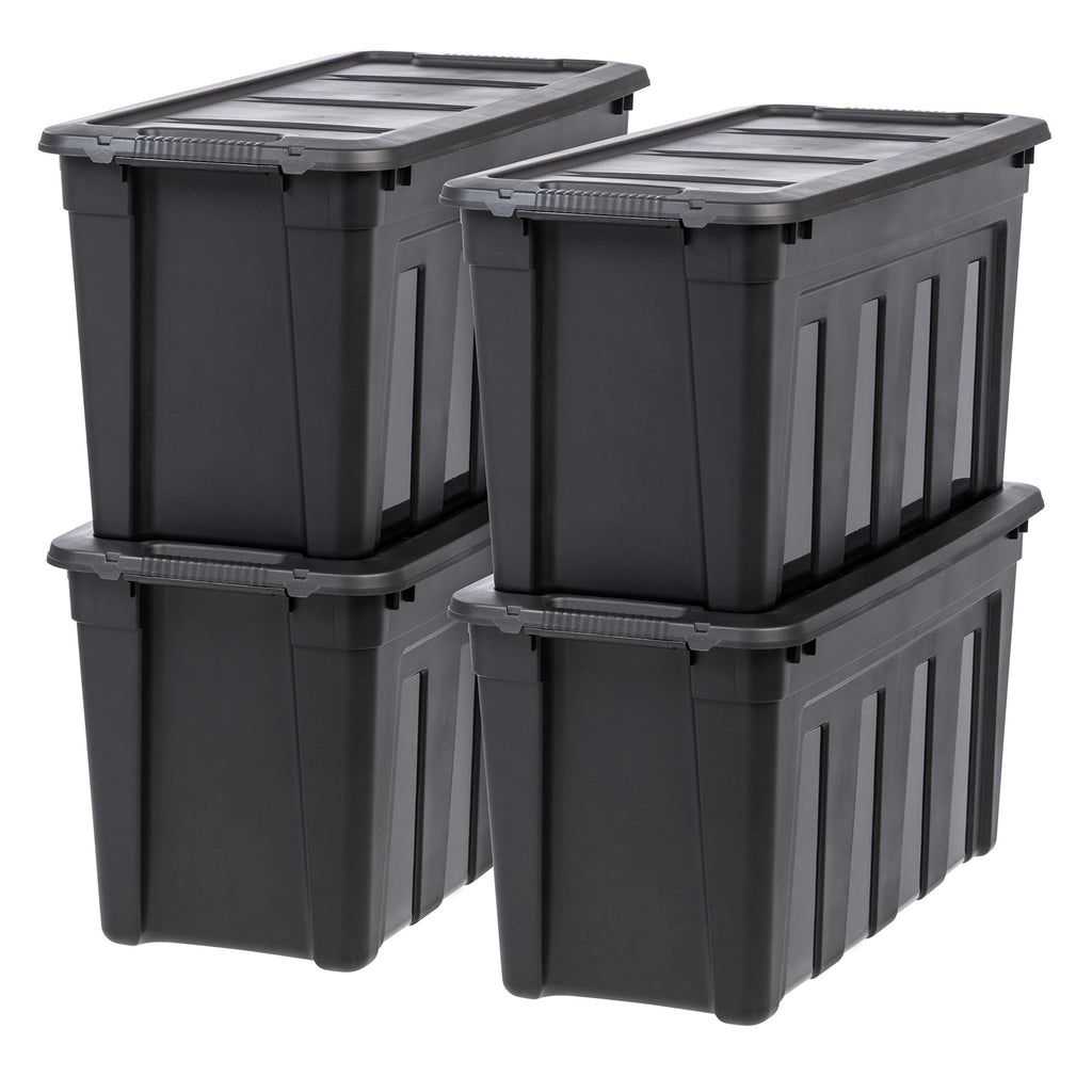 IRIS USA 4-Pack 20 Gal Heavy Duty Storage Totes with Lids, Black