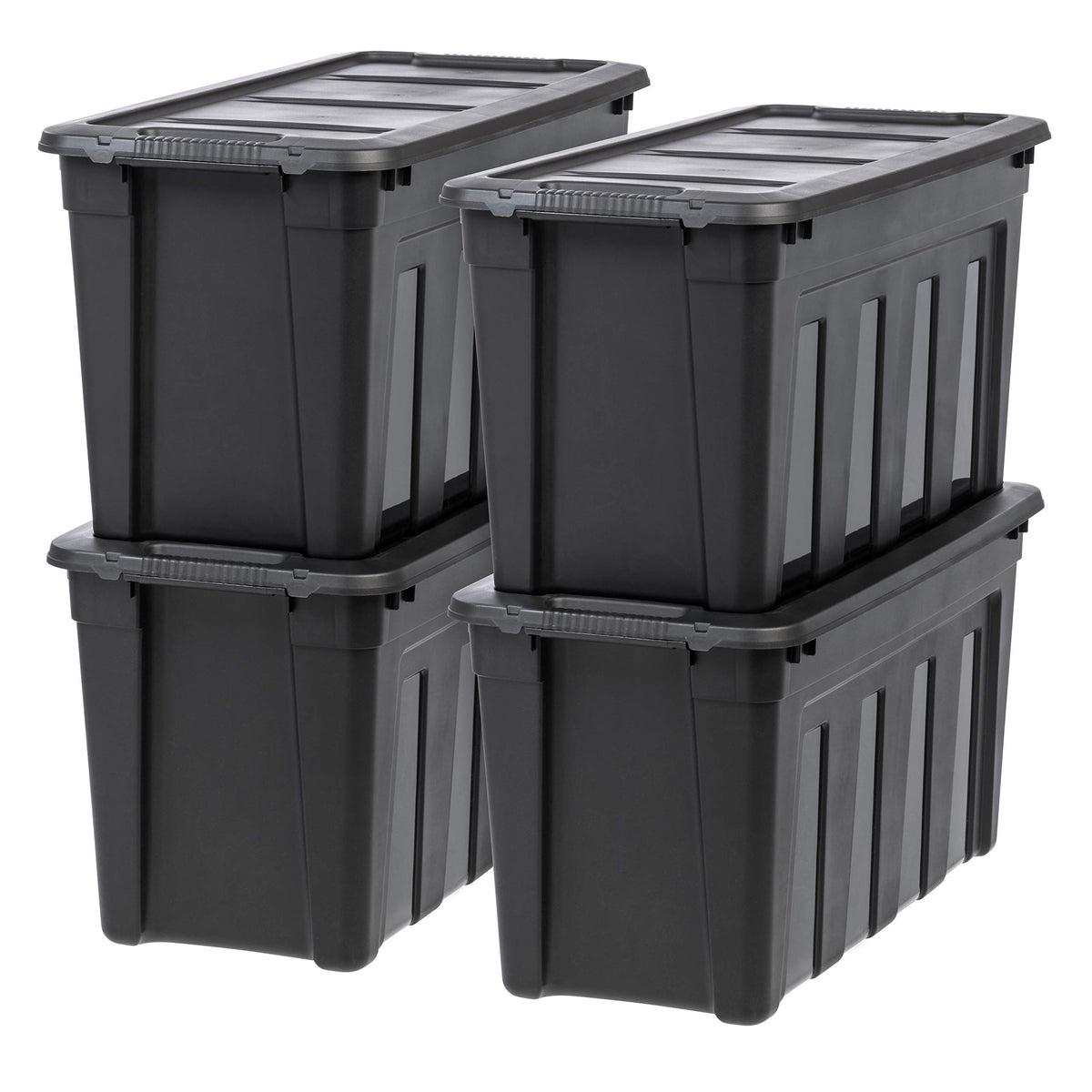 IRIS USA 4-Pack 20 Gal Heavy Duty Storage Totes with Lids, Black
