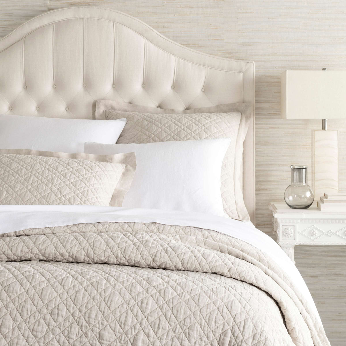 Pine Cone Hill Washed Linen Ivory Solid Linen Quilt, King
