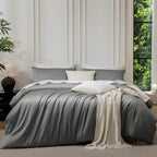 MooMee Queen Duvet Cover Set 100% Extra Long Staple Cotton Cooling Bedding