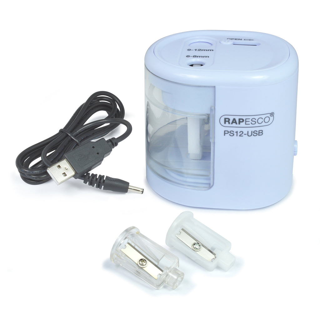 Rapesco 1447 Automatic Electric USB/Battery Pencil Sharpener, Power Blue