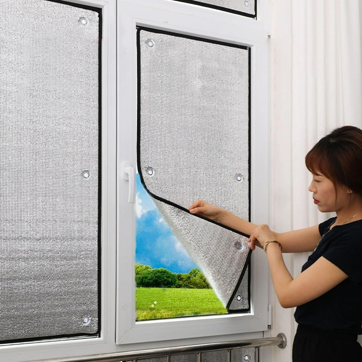 37'' x 120'' Aluminum Foil Window Covering, Summer Heat Uv Blocking Window Shades Roller Shades/Thermal Insulation Panels/Boards for Sliding Glass Door Rv & Garage Walls, Balcony/terrace/pergola