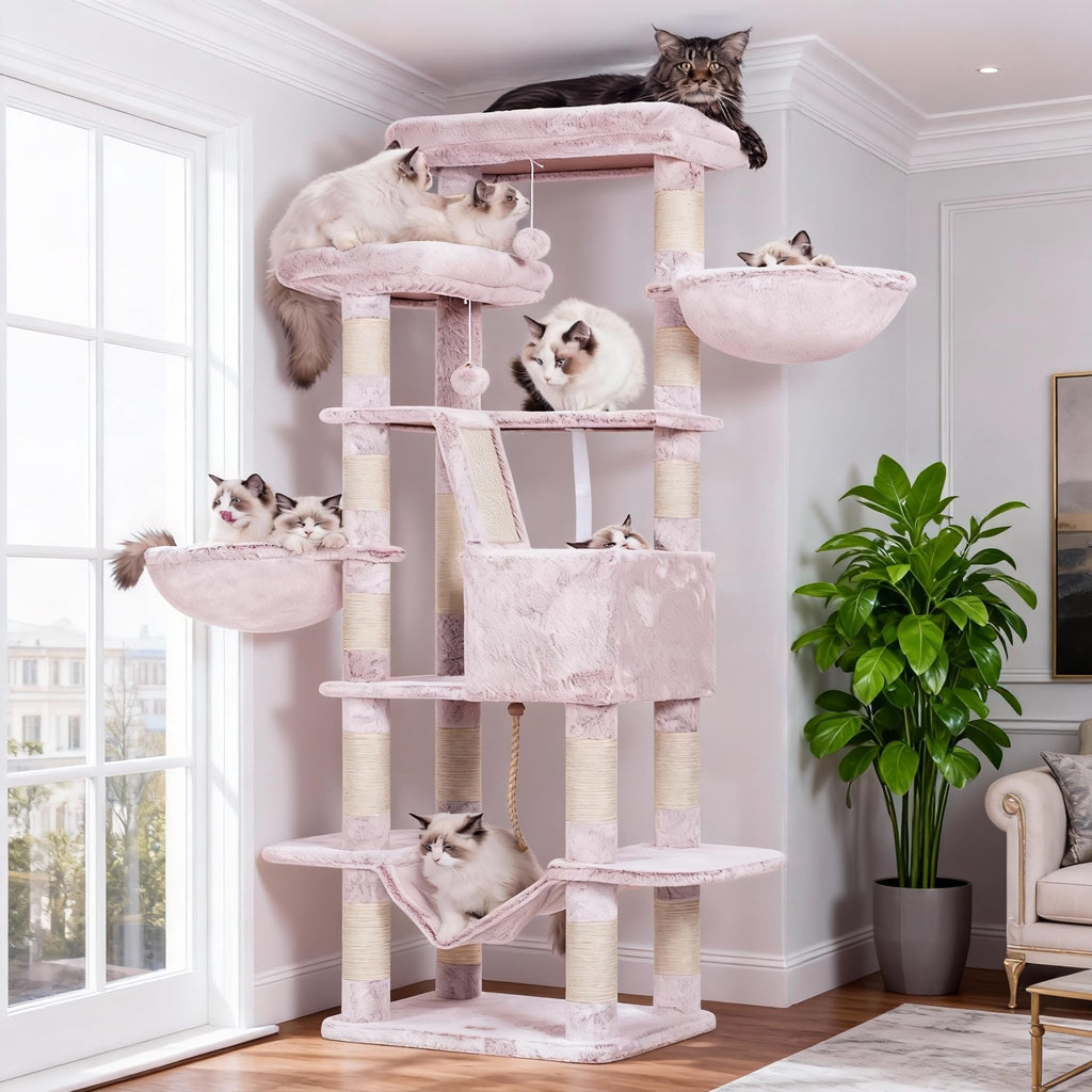 Heybly Cat Tree, 68 inch Multi-Level Cat Tower for Indoor Cats HCT025G