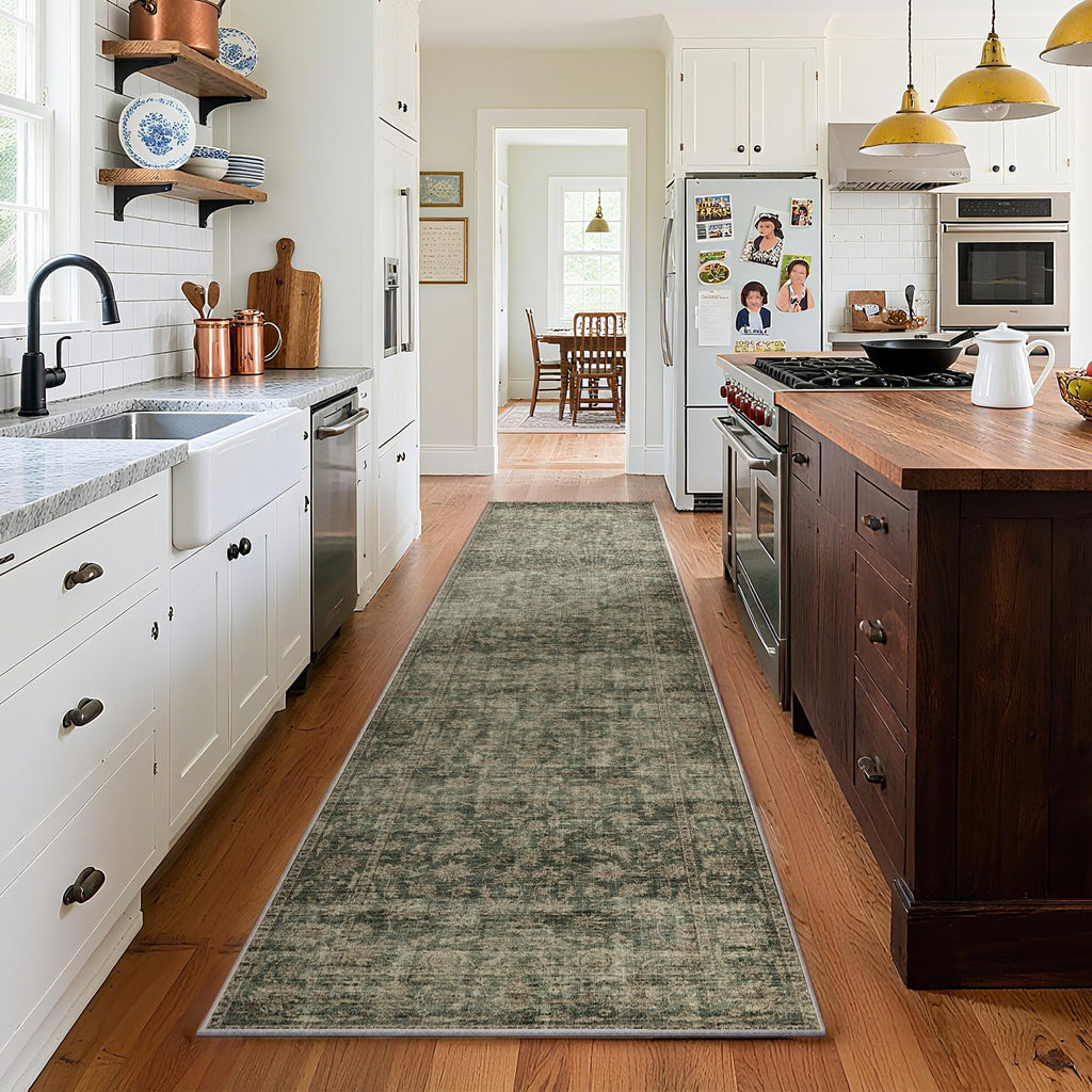 Washable Area Rugs for Living Room: 9x12 Bedroom Rug Boho Vintage Area Rug Stain Resistant Non Slip Low Pile Lightweight Soft Carpets for Dining Room Kitchen Nursery Kids Room Playroom Home Office