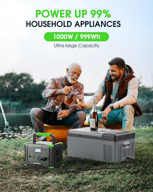 1000W Portable Power Station 999Wh, Solar Generator for Outdoor Emergency