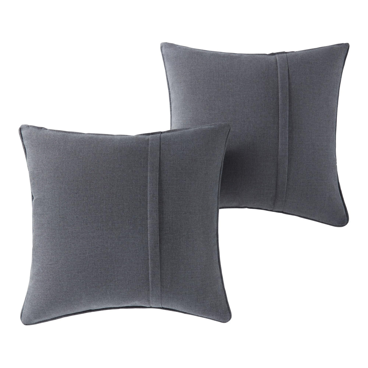 Sunbrella Outdoor Throw Pillows 20x20 Set of 2 – Corded Patio Accent Pillows with Pleated Design & Removable Zipper Covers – Weather & Fade Resistant Pillows for Patio Furniture, Cast Ash