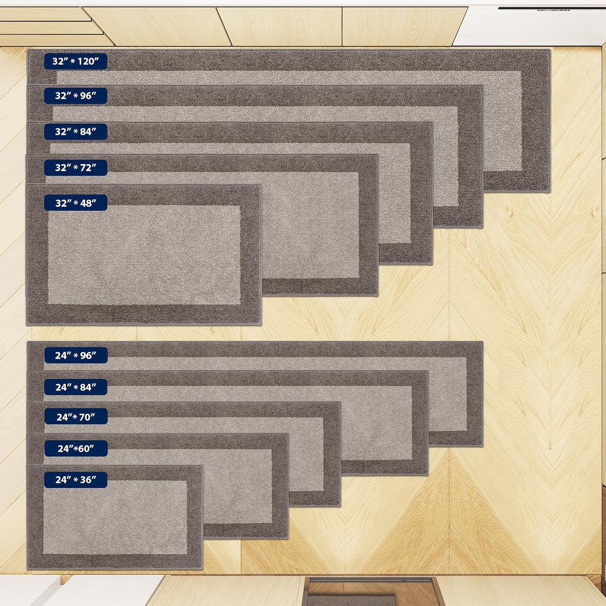 Runner Rug 24" x 96" for Kitchen, Floor, Hallway, Roll Packing