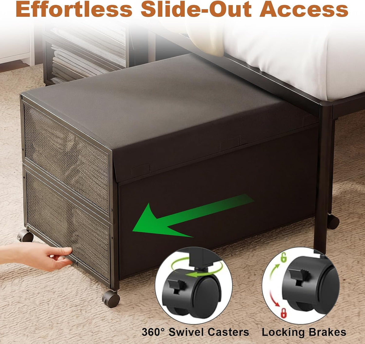 Fokyfok 2Pack Under Bed Storage Containers,16 inch Height,31 inch Long