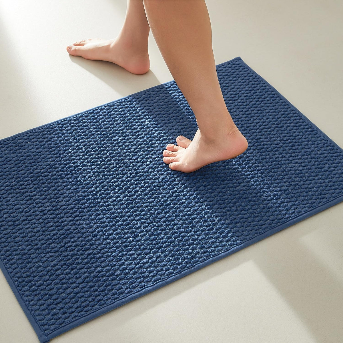 TYUU Bathroom Runner Rugs, Long Bath Mat Runner Washable Thin Quick Dry Low Pile Bathroom Runner Rugs Non Slip, Beige 24"x70"