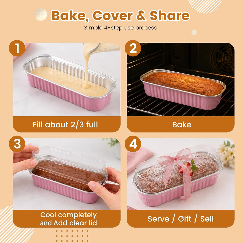 Mini Cake Pans with Lids, 600 Pack Pink 6.8oz for Picnic Desserts
