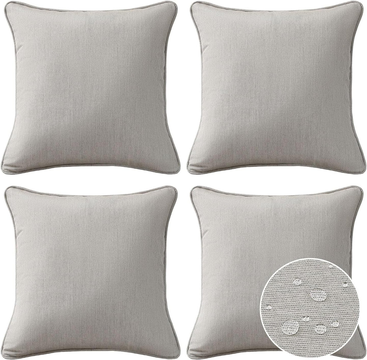 Sunbrella Decorative Outdoor Water Repellent Throw Pillows with Inserts, Set of 4, 18" x18" Pillows for Patio, Backyard, Bed, Couch, and Patio Furniture, Specrtum Pebble