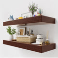 60 inch Long Walnut Floating Shelf for Wall, 8" D Fireplace Mantel