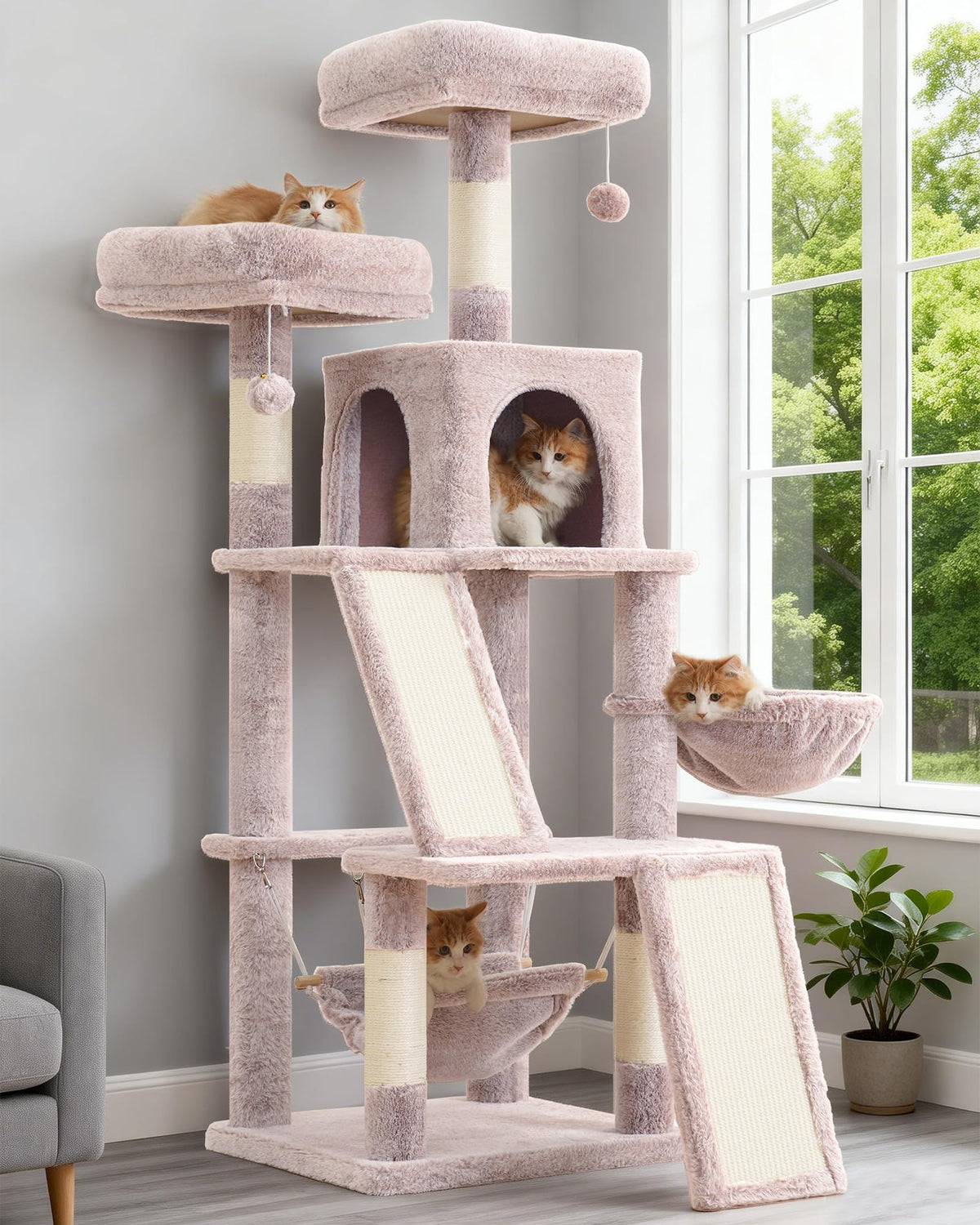 Gitelsnour Cat Tree, 71'' Tower for Large Cat with Scratching Post, GCT032G