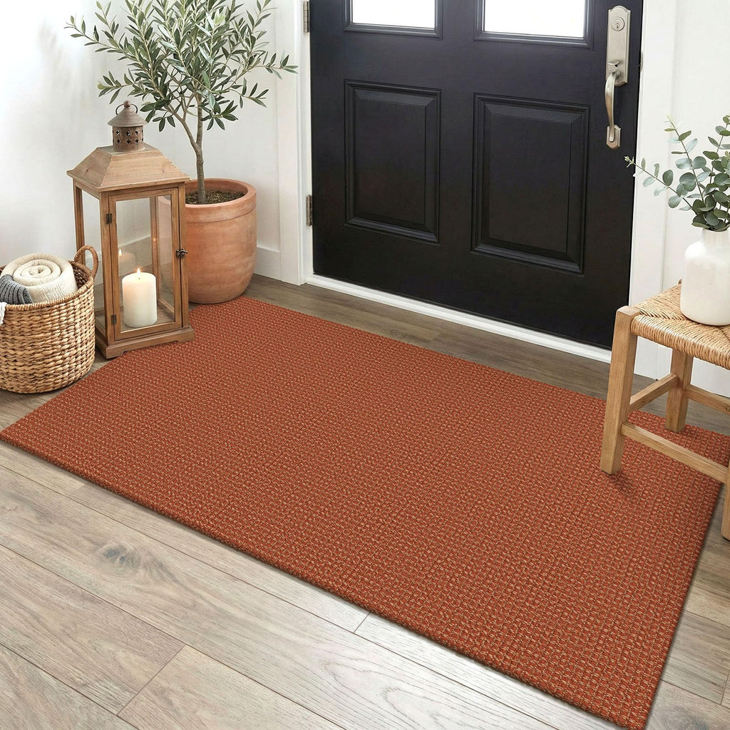 EARTHALL Woven Area Rugs 6x9 Ft Washable Living Room Rugs Non Slip Rubber Backed Dining Room Rug Braided Bedroom Rugs Indoor Floor Carpet for Living Room, Bedroom, Dining Room, Beige/Ivory