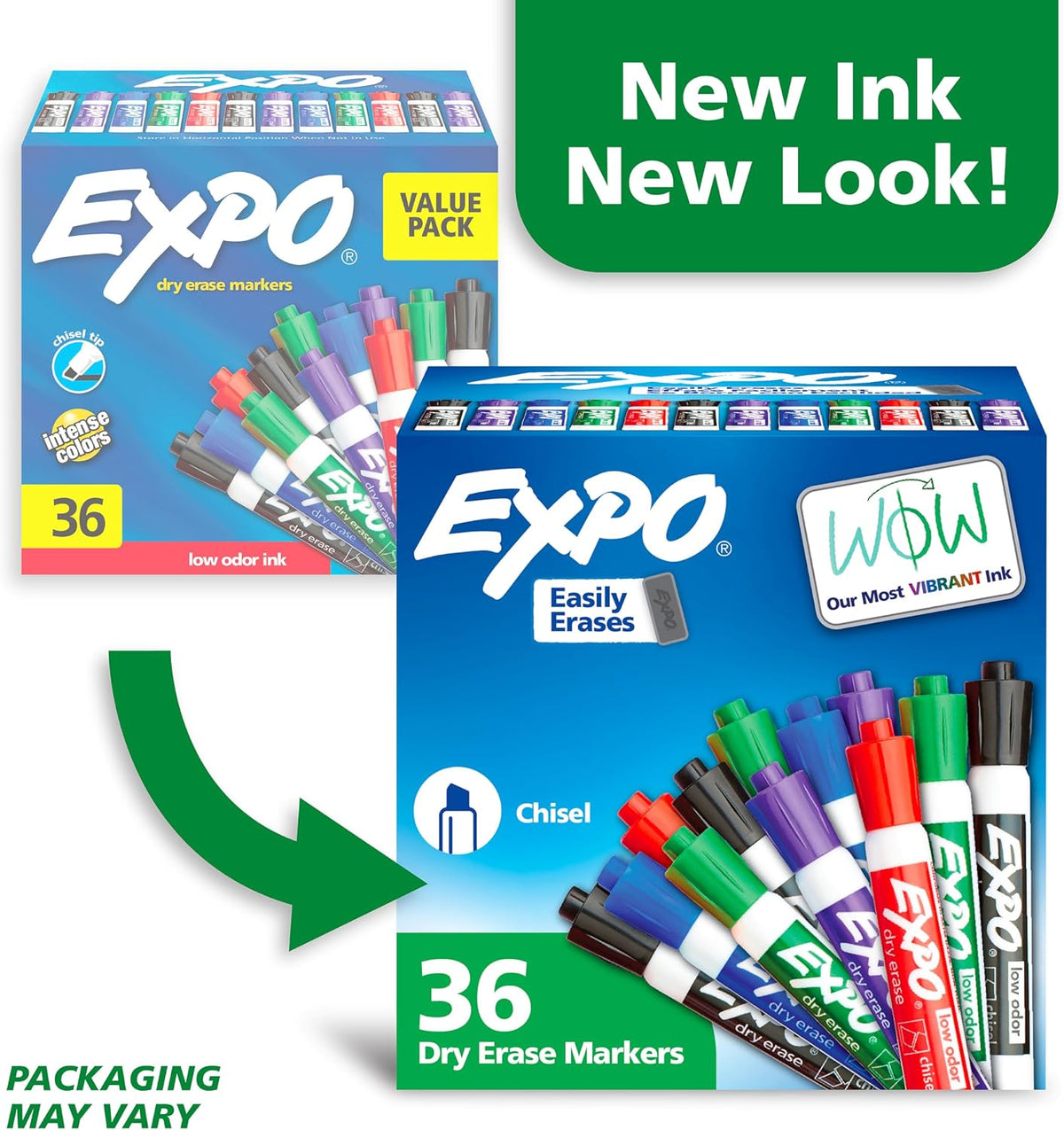 EXPO Dry Erase Markers, Low Odor Ink, Assorted Colors, Chisel Tip, 36 Count (Pack of 6)