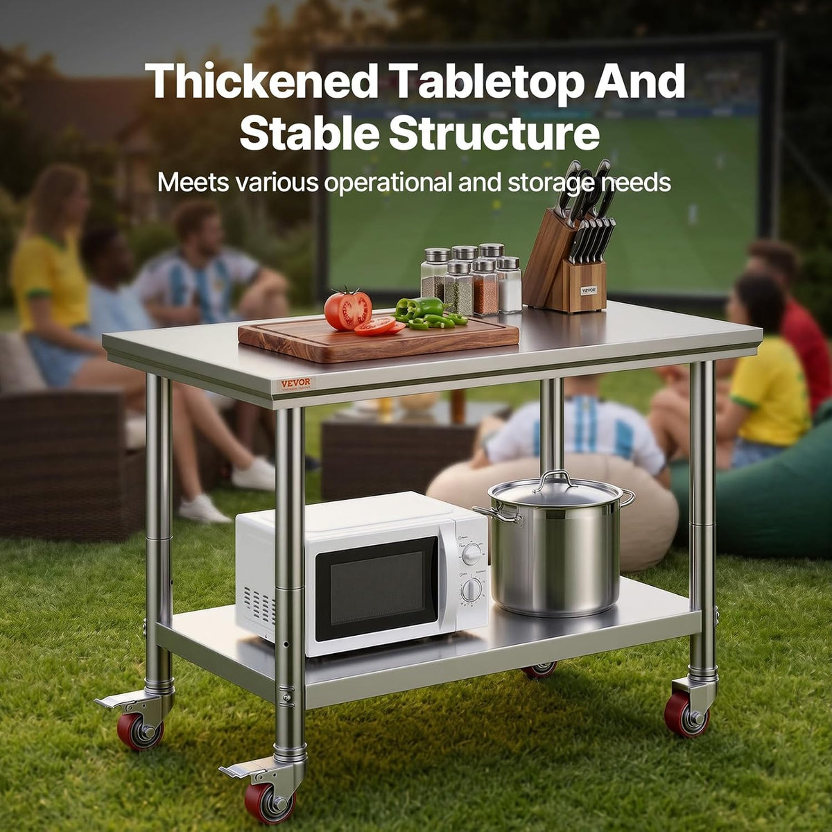 Vevor Mophorn Stainless Steel Work Table 36x24 Inch with 4 Wheels, Casters Heavy Duty Food Prep Worktable for Commercial Kitchen Restaurant, Silver