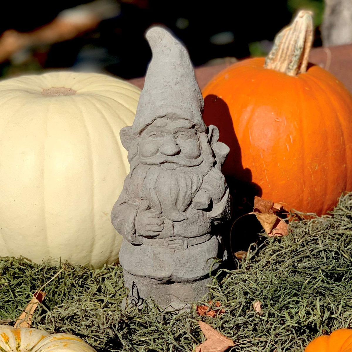 Vintage Garden Gnomes (Set/5): Durable Solid Stone Statues with Aged Texture. Sealed for Outdoor Use. Handcrafted USA. (Classic/Whitish)