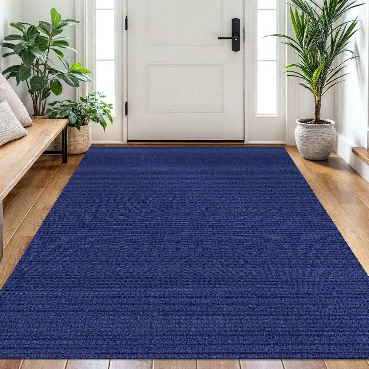 EARTHALL Woven Area Rugs 6x9 Ft Washable Living Room Rugs Non Slip Rubber Backed Dining Room Rug Braided Bedroom Rugs Indoor Floor Carpet for Living Room, Bedroom, Dining Room, Beige/Ivory
