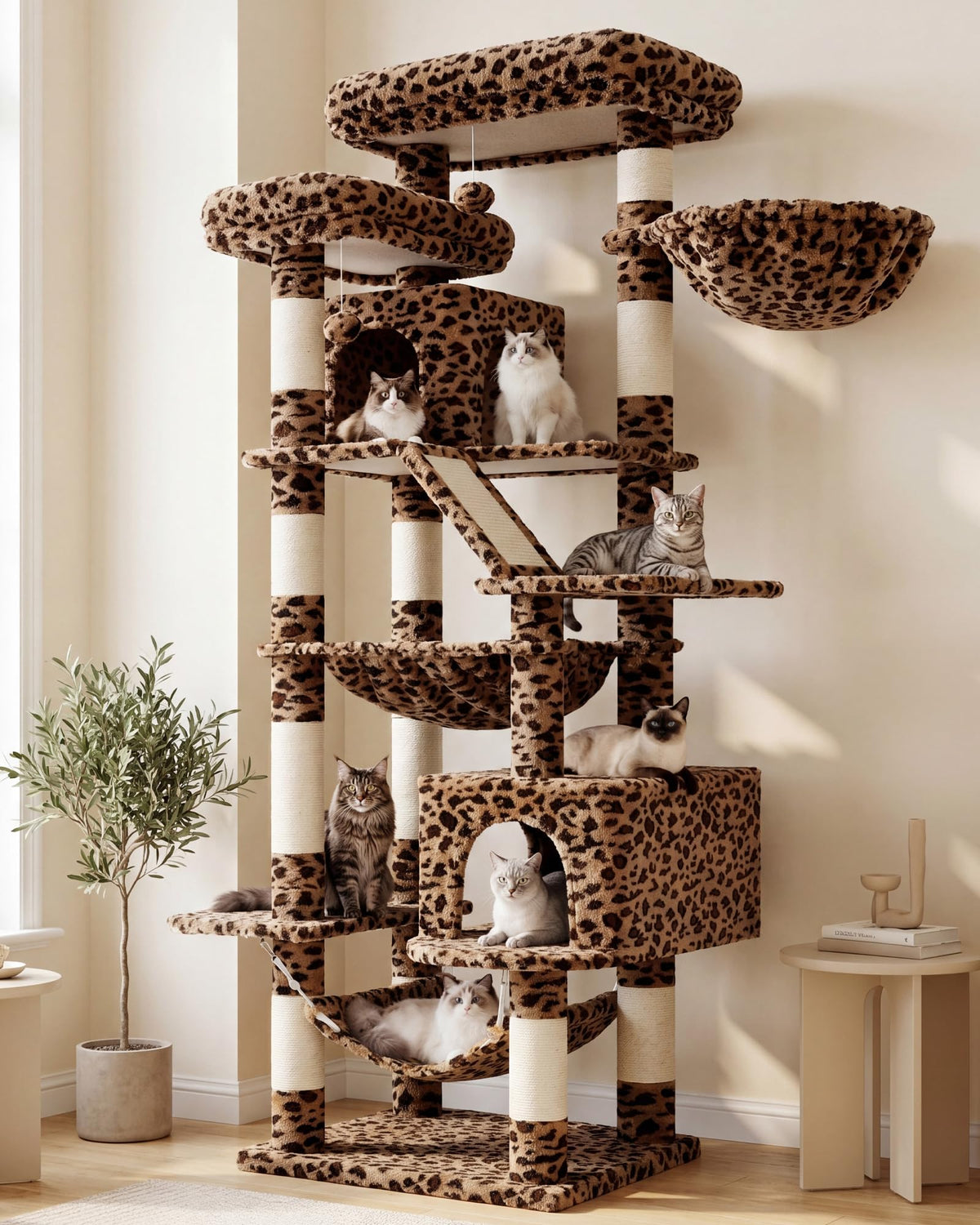 Heybly Cat Tree, 68 inch Multi-Level Cat Tower for Indoor Cats HCT025G