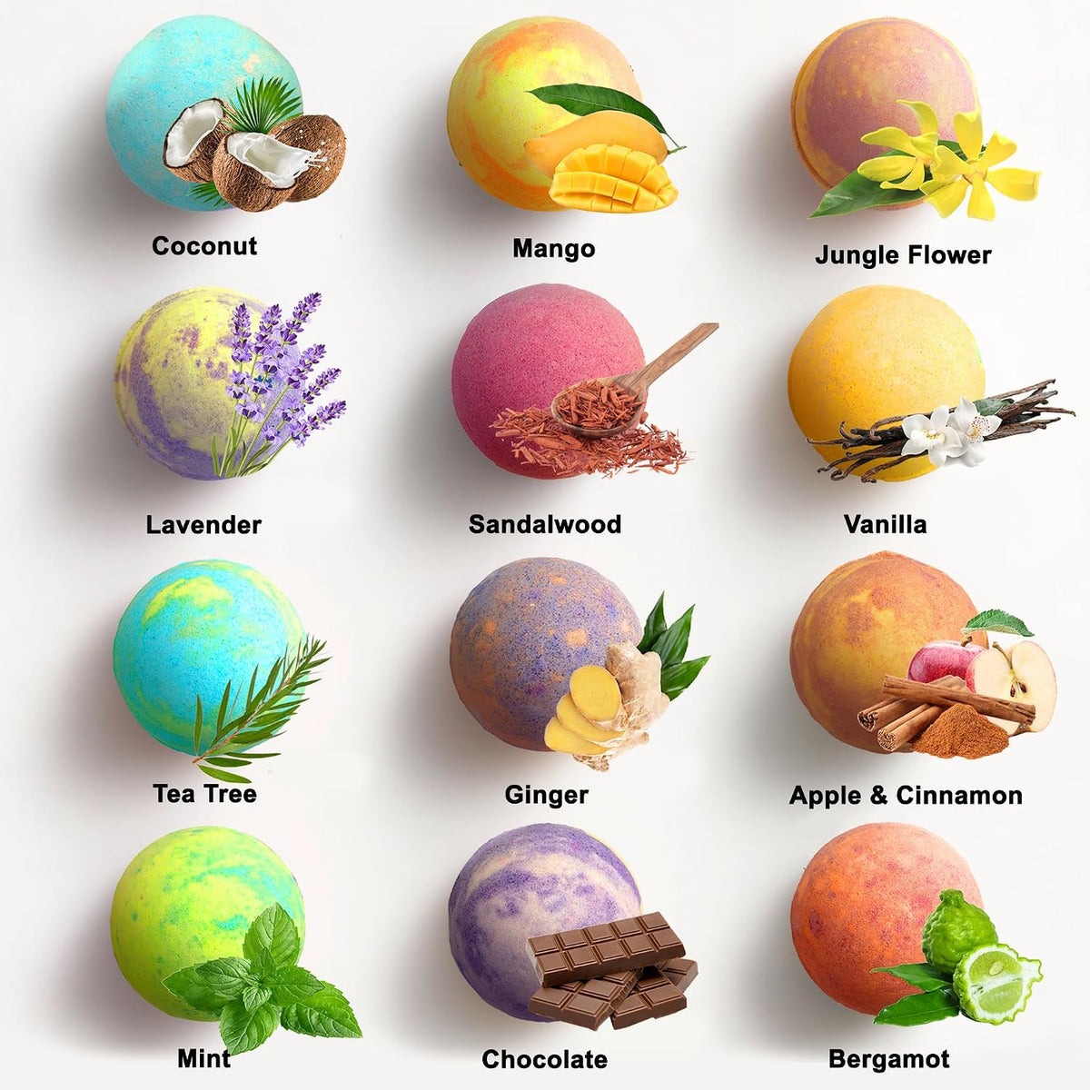 Aqua Elegante Luxury Bath Bombs for Men - Gift Set of 24 Fizzy Bathbombs