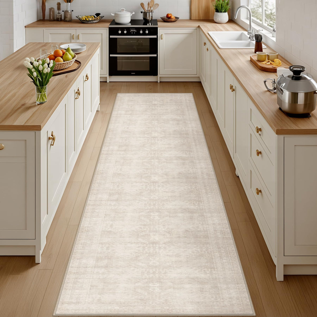 8x10 Area Rugs Living Room: Bedroom Washable Carpet Beige/Ivory