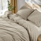 SONORO KATE 100% French Linen King Duvet Cover Set,Zipper Closure,3PC