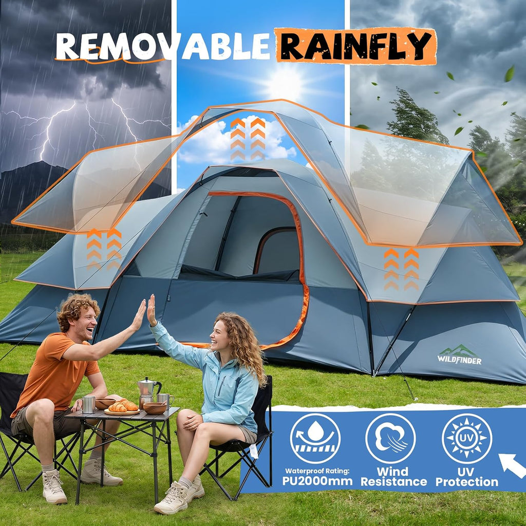 WildFinder Camping Tent 10 Person, Family Tent for Camping with Rainfly