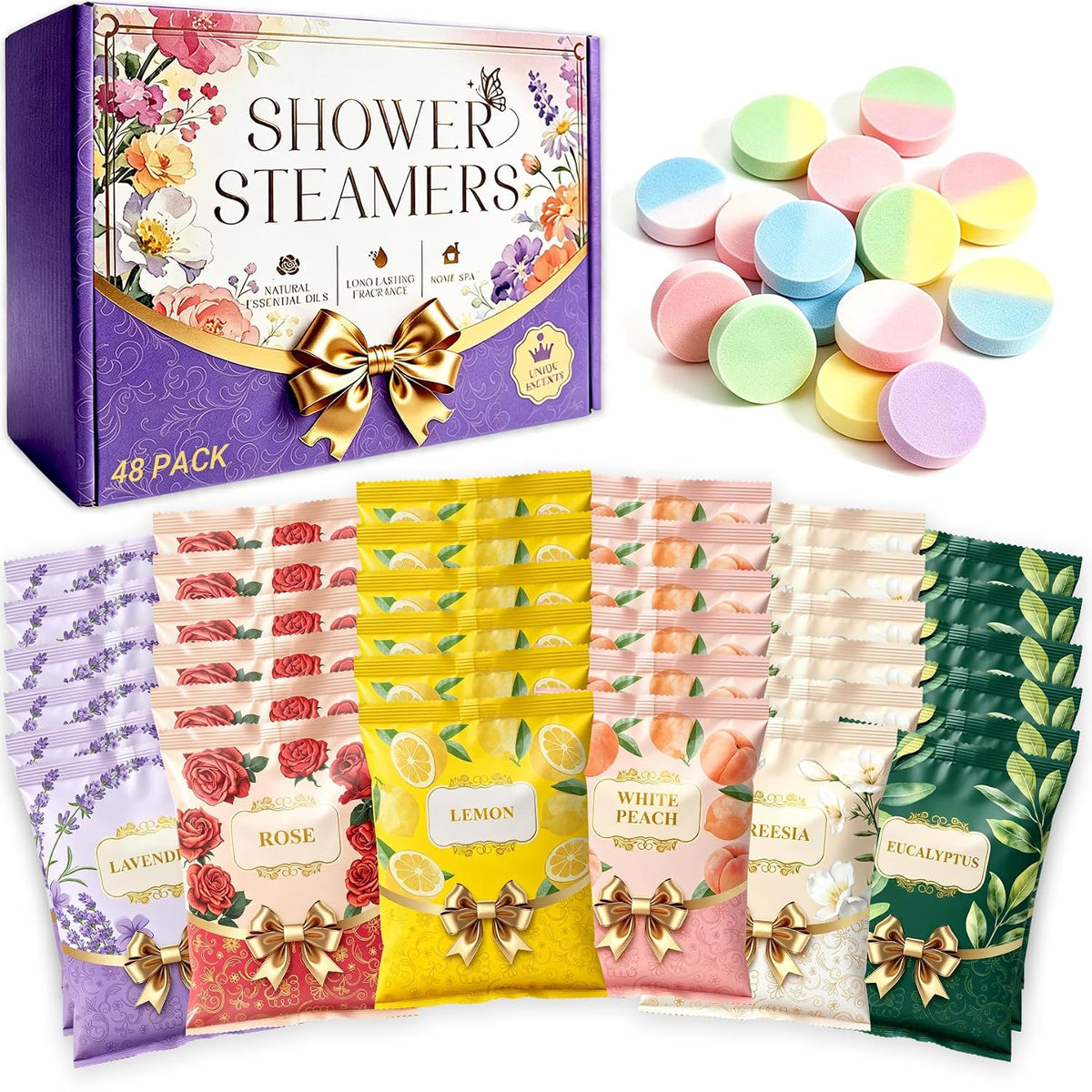 Shower Steamers Aromatherapy Gifts for Women and Men, 48 Pack
