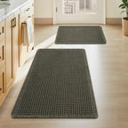 Upgraded Waffle Bath Mat Set of 2 Absorbent Bathroom Mat 18"x30" + 24"x48"
