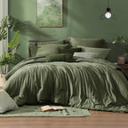 Monbix King Size Comforter Set Olive Green 7 Pieces Bed in a Bag