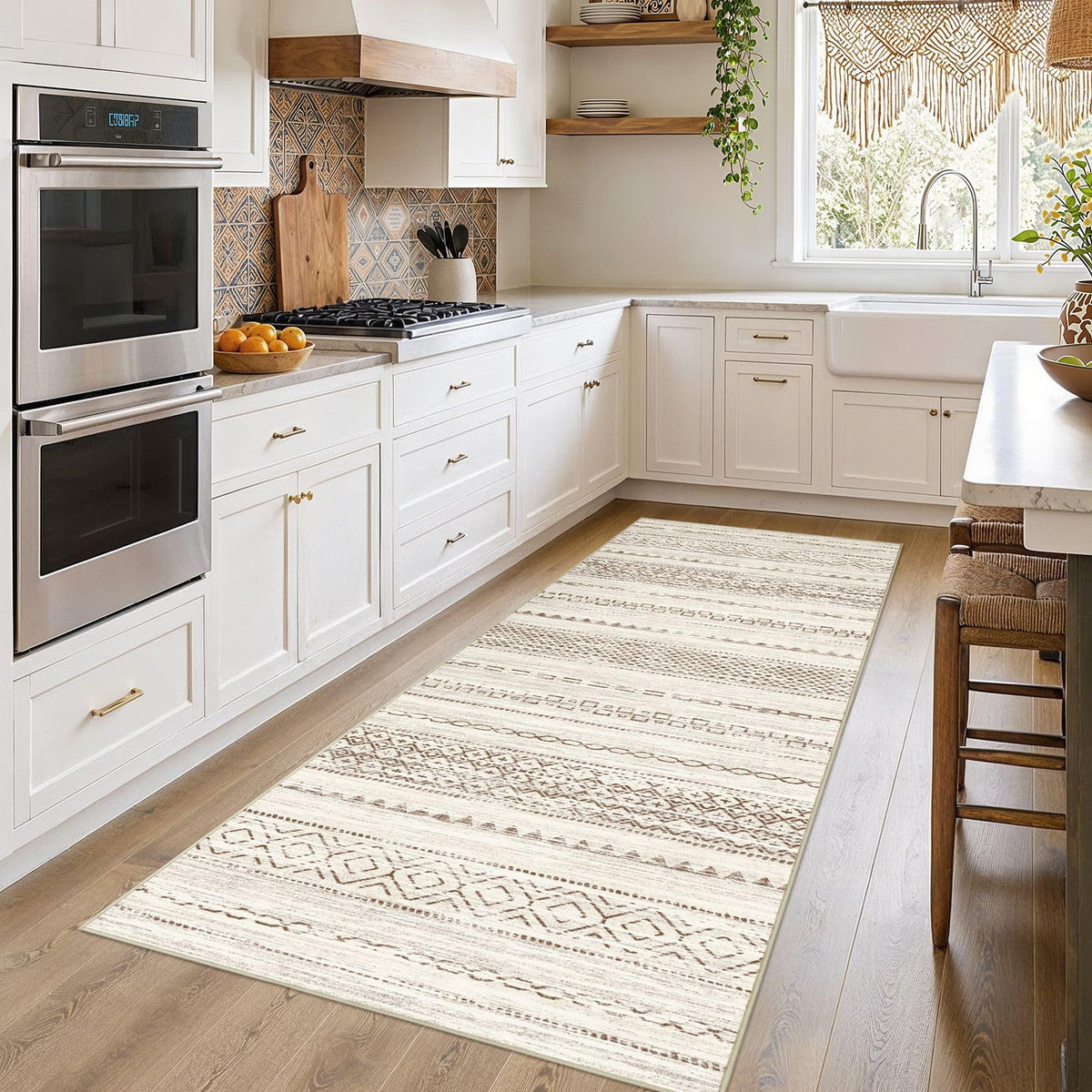 Nakagishi Boho 8x10 Area Rug Living Room Rugs Machine Washable Beige