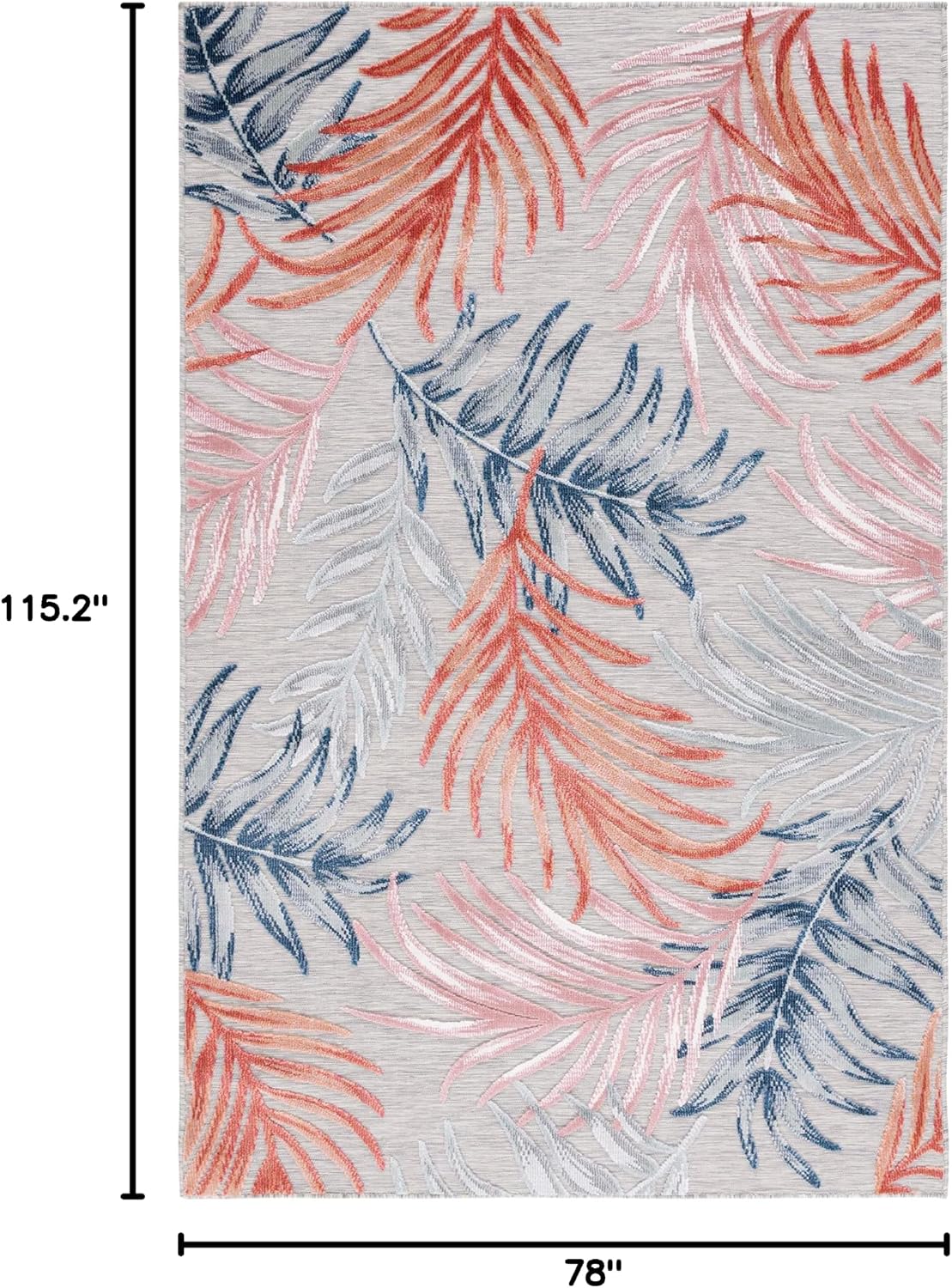 SAFAVIEH Washable Rug Outdoor Cabana Collection - 6'5" x 9'6", Grey & Rust, Non-Shedding & Easy to Clean, Ideal for Patio, Backyard, Mudroom (CBN458F)