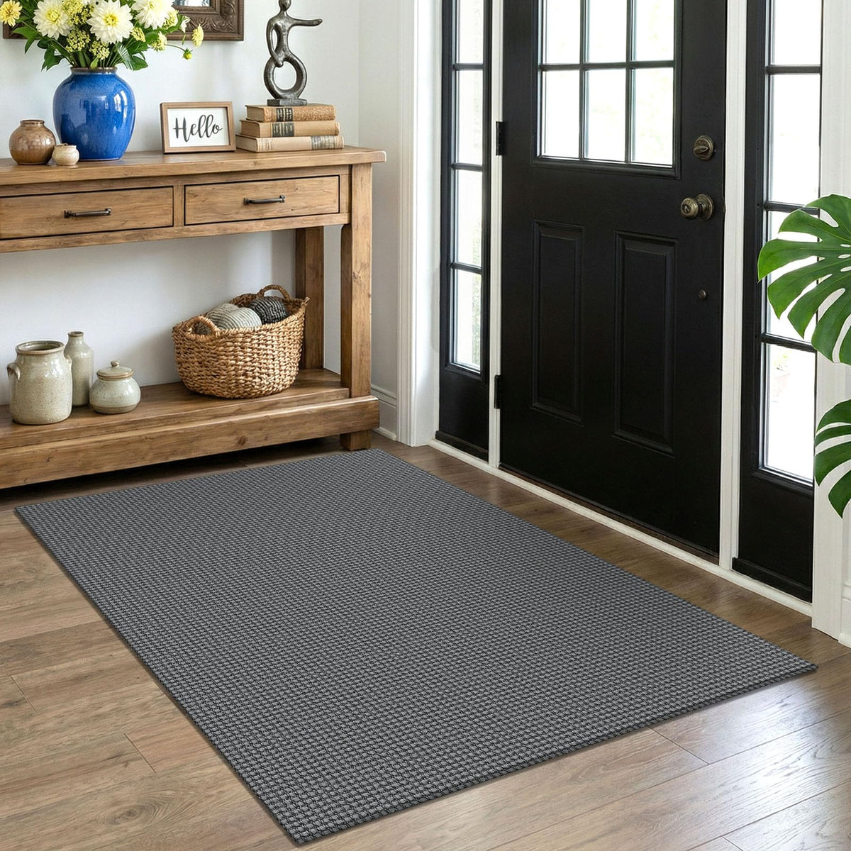 EARTHALL Woven Area Rugs 6x9 Ft Washable Living Room Rugs Non Slip Rubber Backed Dining Room Rug Braided Bedroom Rugs Indoor Floor Carpet for Living Room, Bedroom, Dining Room, Beige/Ivory