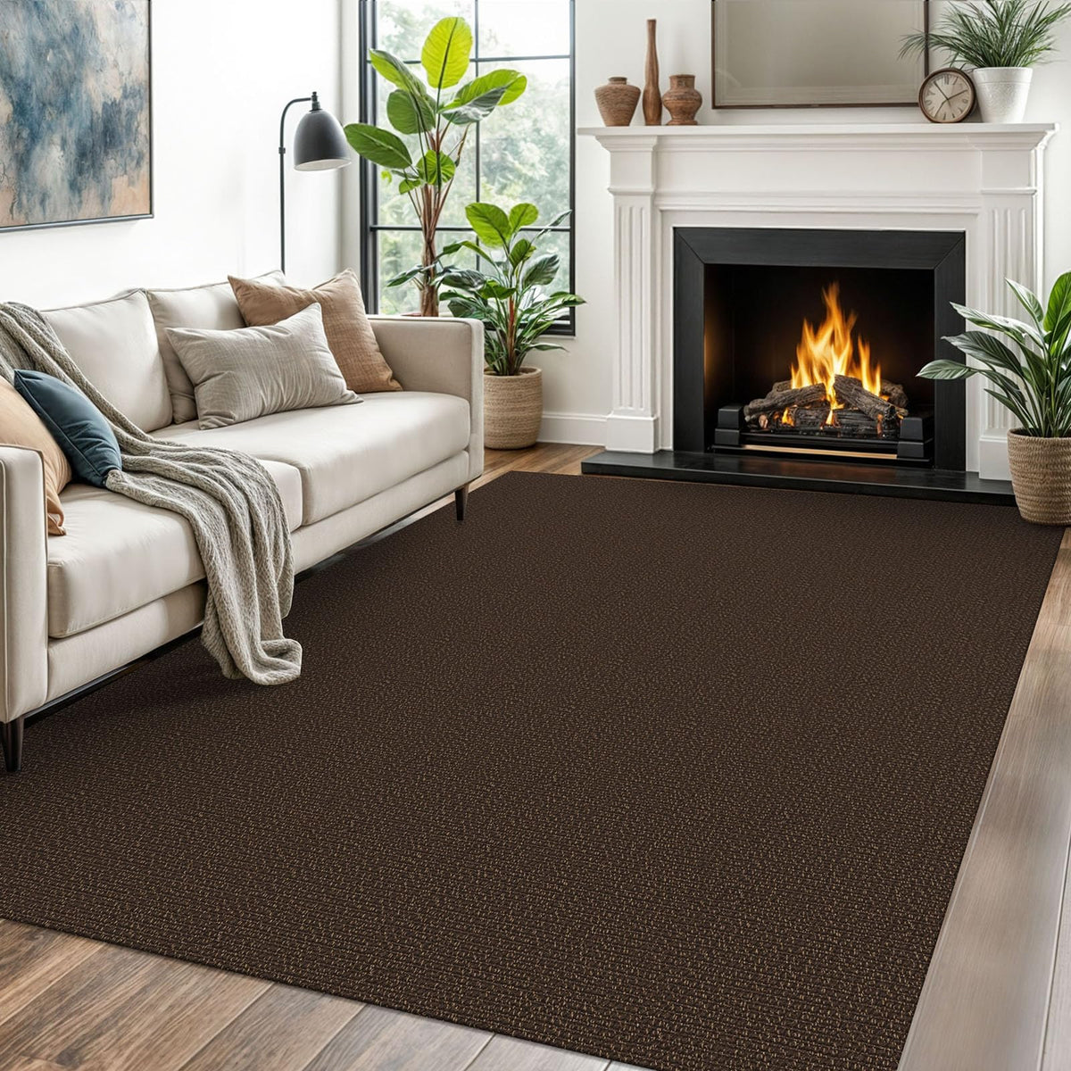 EARTHALL Washable Area Rug, Non Slip Living Room Rug, 5x7 Ft, Sand/Beige