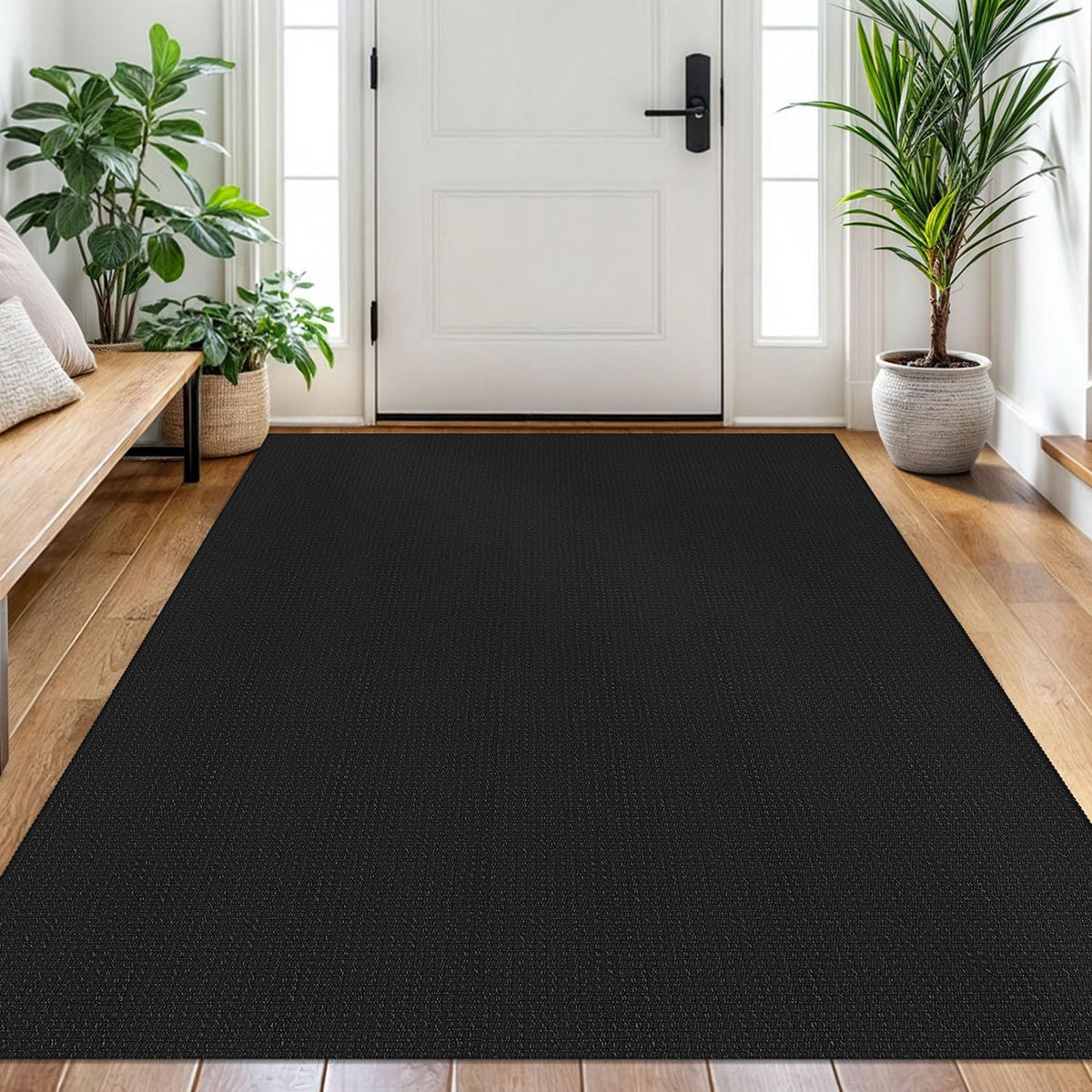 EARTHALL Woven Area Rugs 6x9 Ft Washable Living Room Rugs Non Slip Rubber Backed Dining Room Rug Braided Bedroom Rugs Indoor Floor Carpet for Living Room, Bedroom, Dining Room, Beige/Ivory