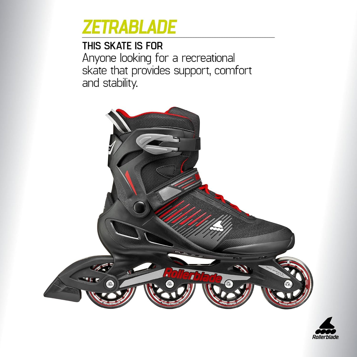 Rollerblade Zetrablade Men's Adult Fitness Inline Skate, Black and Silver