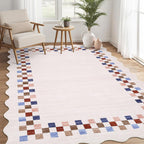 GarveeHome 5x7 Washable Area Rug Checkered Rug for Bedroom Living Room