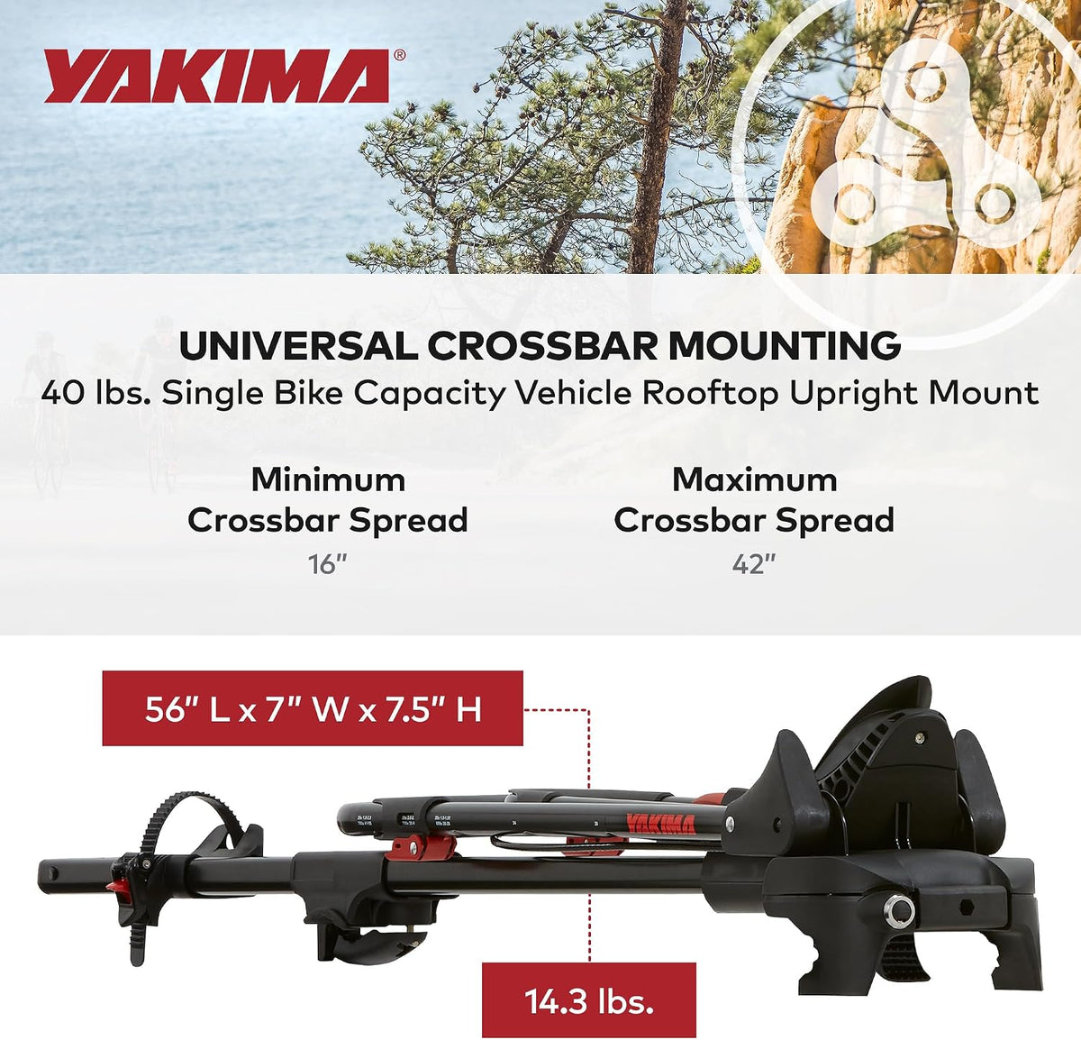 Yakima FrontLoader Rooftop Bike Rack Mount, Car & SUV Roof Carrier