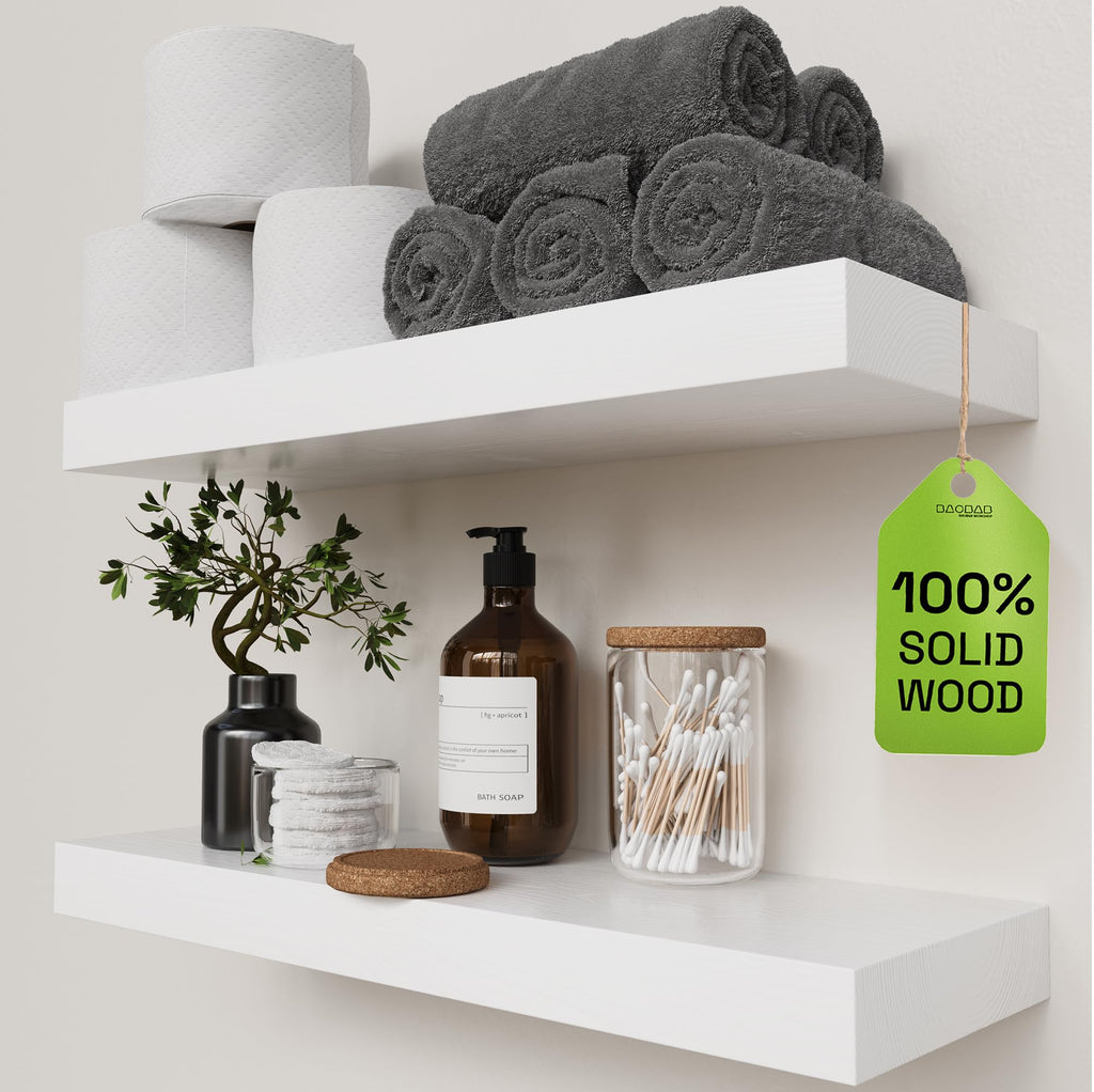 Solid Wood Floating Shelves for Wall 36 Inches Long, Walnut Wooden Shelf