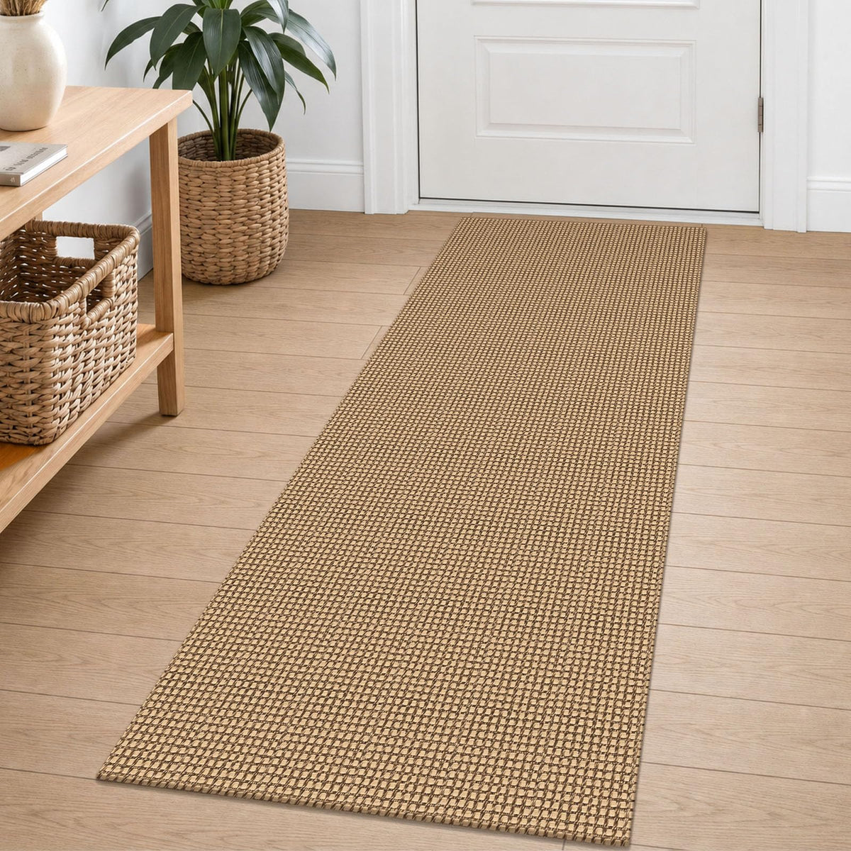 EARTHALL Woven Area Rugs 6x9 Ft Washable Living Room Rugs Non Slip Rubber Backed Dining Room Rug Braided Bedroom Rugs Indoor Floor Carpet for Living Room, Bedroom, Dining Room, Beige/Ivory