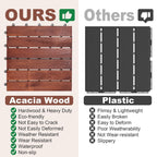 PrimeZone 54 PCS Solid Acacia Wood Interlocking Deck Tiles Outdoor, Brown