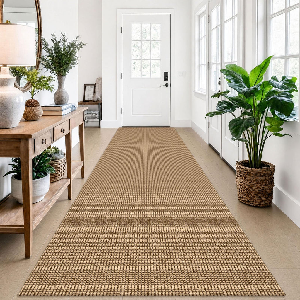 EARTHALL Woven Area Rugs 6x9 Ft Washable Living Room Rugs Non Slip Rubber Backed Dining Room Rug Braided Bedroom Rugs Indoor Floor Carpet for Living Room, Bedroom, Dining Room, Beige/Ivory