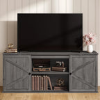 VASAGLE Farmhouse TV Stand for 65'' TV, Media Console, Sliding Barn Doors
