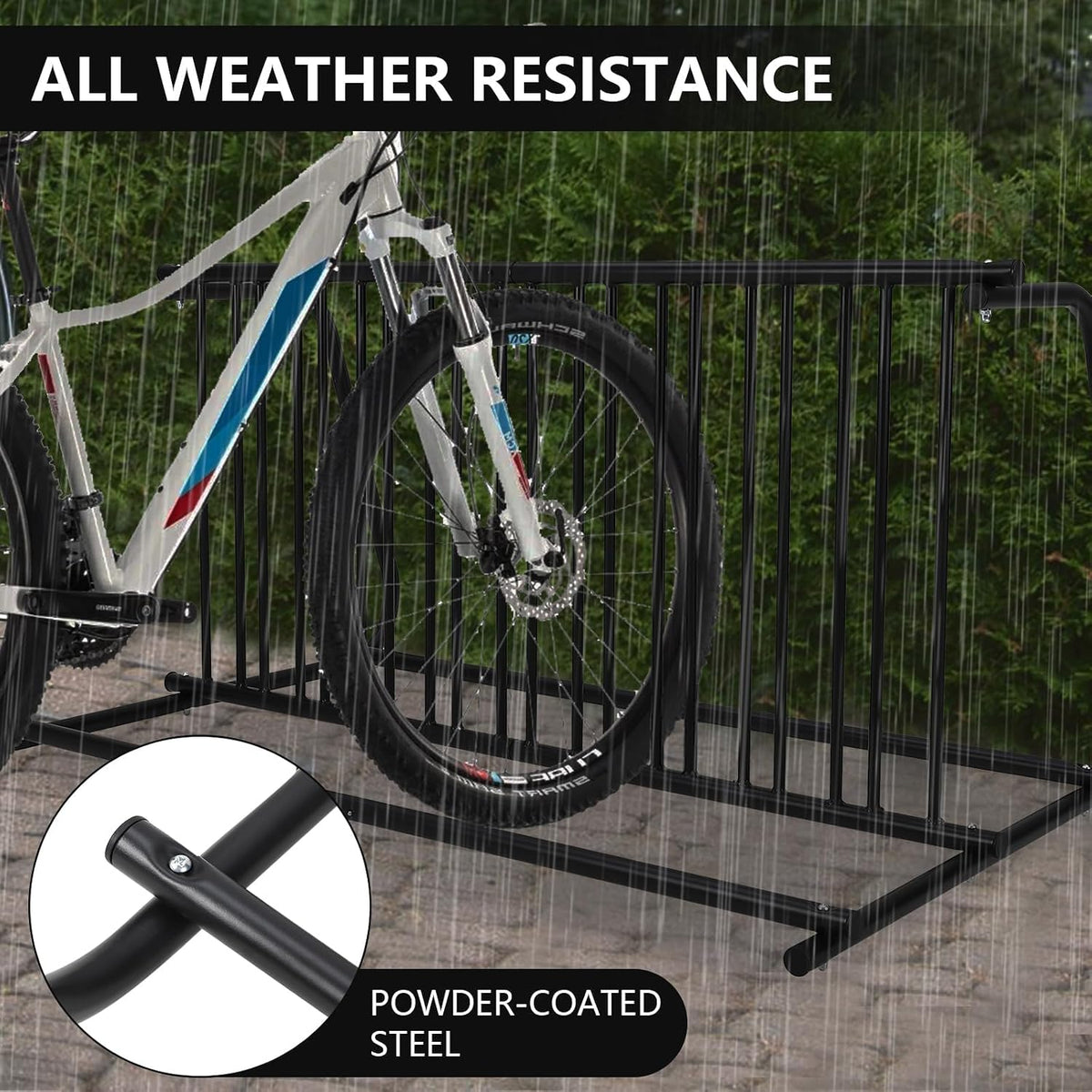 Outdoor Bike Storage, 10 Bike Rack Garage, 61 In Long All-Steel Mesh Bikes Rack, Can Hold 10 Bikes On Both Sides, Easy to Install and Excellent Stability, No Need to Be Fixed, Suitable for Front Yards