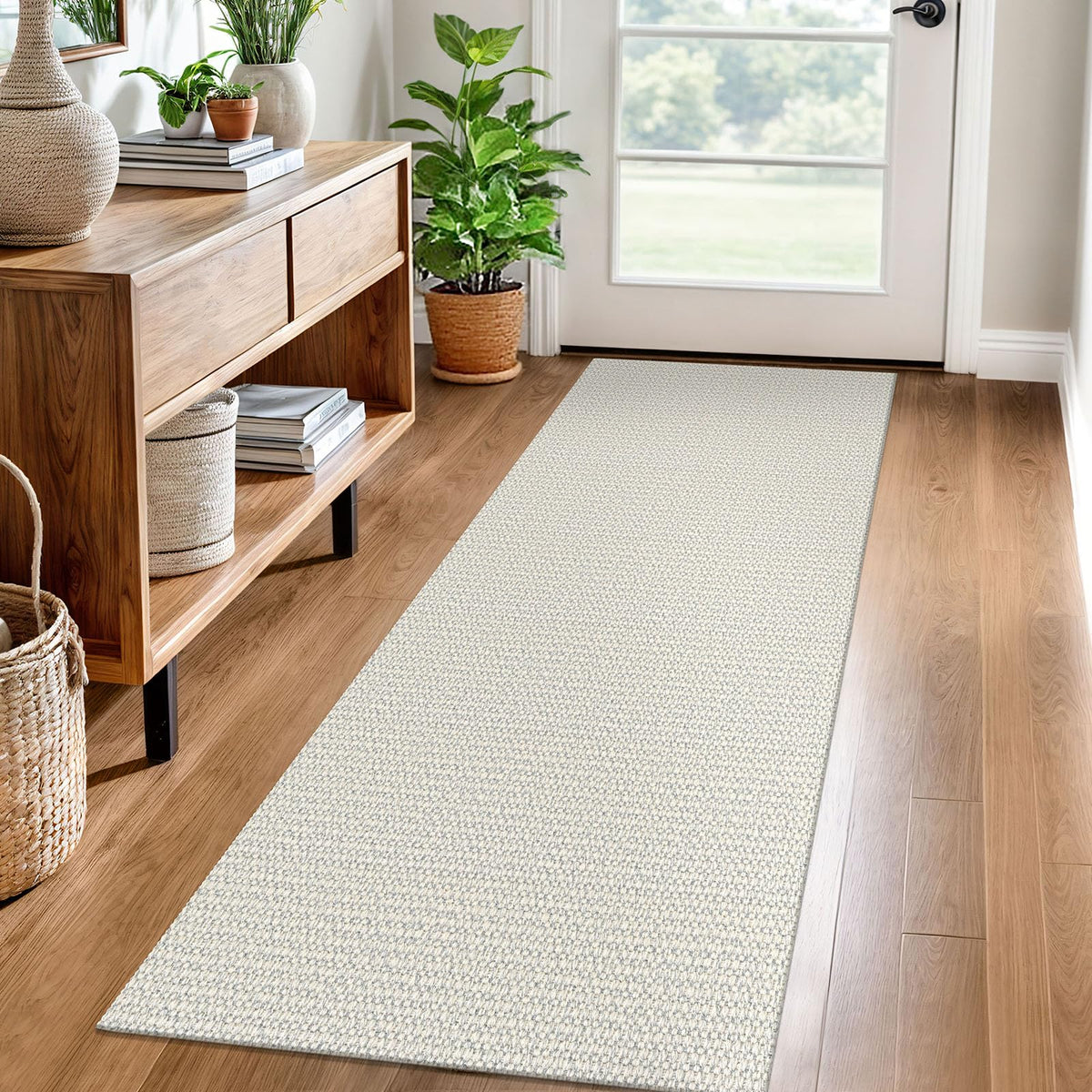 EARTHALL Washable Area Rug, Non Slip Living Room Rug, 5x7 Ft, Sand/Beige