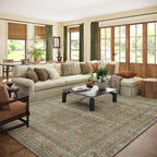 Washable Area Rugs for Living Room: 9x12 Bedroom Rug Boho Vintage Area Rug Stain Resistant Non Slip Low Pile Lightweight Soft Carpets for Dining Room Kitchen Nursery Kids Room Playroom Home Office